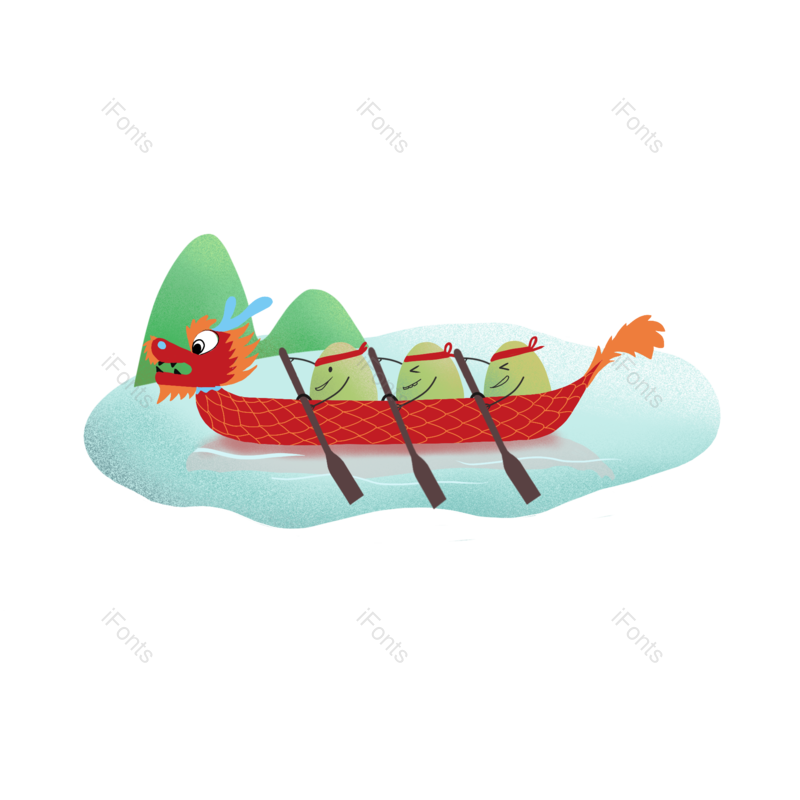 卡通图片,端午节元素,龙舟PNG,赛龙舟免抠素材